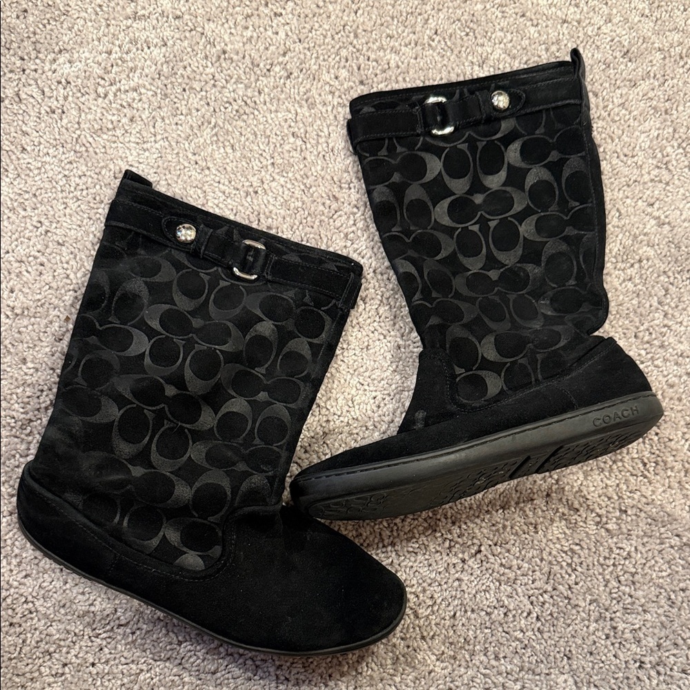 Coach Black Signature Pattern Maressa Boots Size 8.5